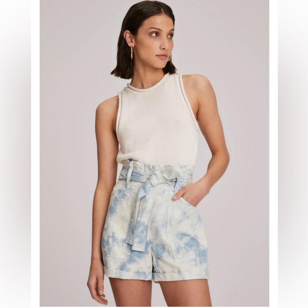 A.L.C. Blue Tie-Dye High Waist Shorts